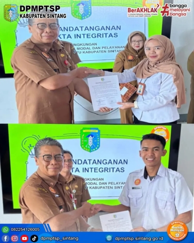 DPMPTSP Sintang Teken Pakta Integritas untuk Pemerintahan Bersih